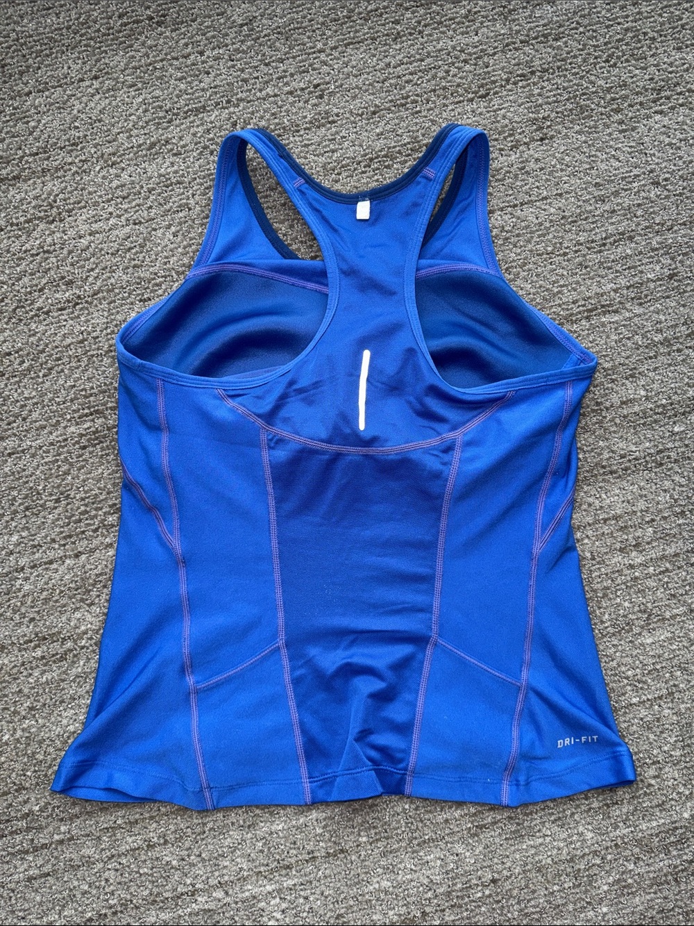 Nike Blue Racerback Athletic Tank with White Swoosh - Picture 3 of 5